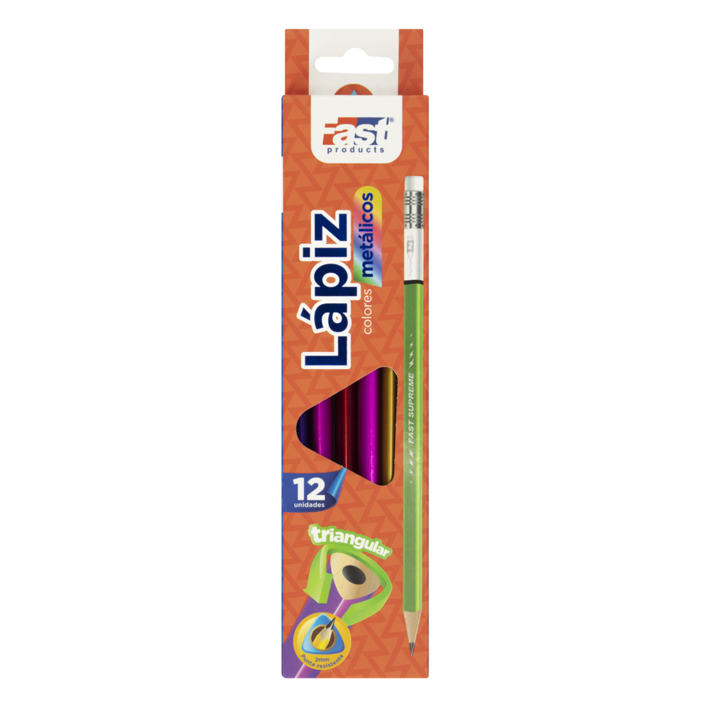 LAPIZ FAST TRIANGULAR COLORES METALICOS CAJA 12 UND. (240)