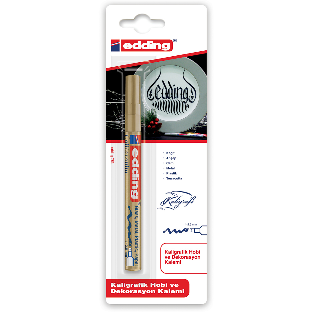 MARCADOR CALIGRAFICO EDDING 753 DORADO