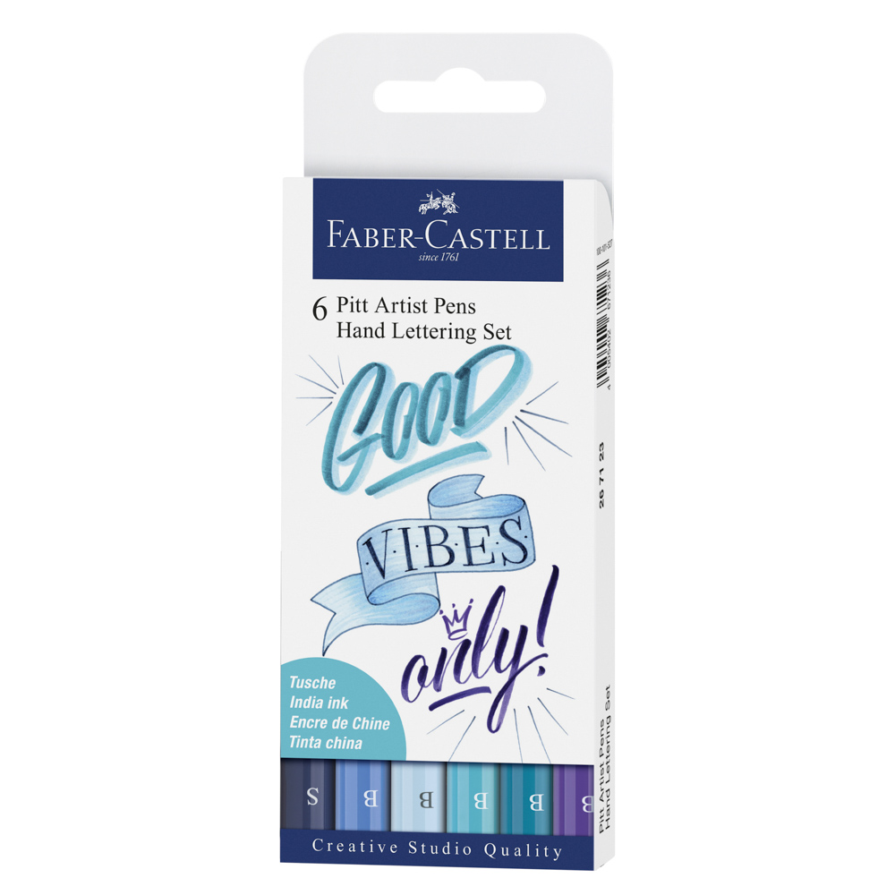 MARCADORES EN ESTUCHE FABER CASTELL 267123 LETTERING 6 COL. TURQUEZA
