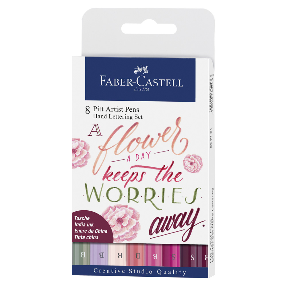 MARCADORES EN ESTUCHE FABER CASTELL 267124 LETTERING 8 COL. ROSADOS