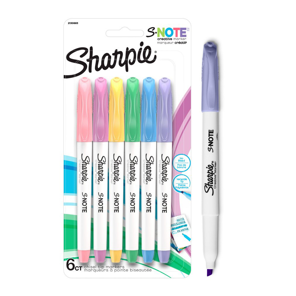 MARCADORES EN ESTUCHE SHARPIE 2130683 6 COL. PUNTA BISELADA