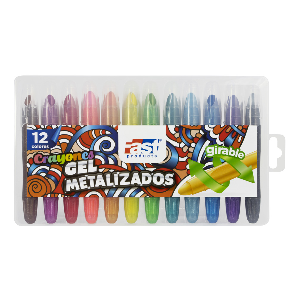 CRAYON DE GEL FAST COLORFUL METALICO 12 COLORES