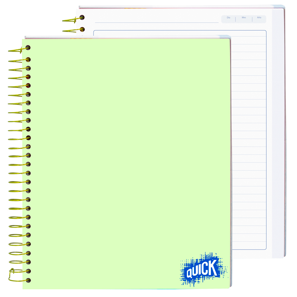 CUADERNO C/ESPIRAL QUICK 150H. T/DURA 1/2 CARTA PLANNER PASTEL