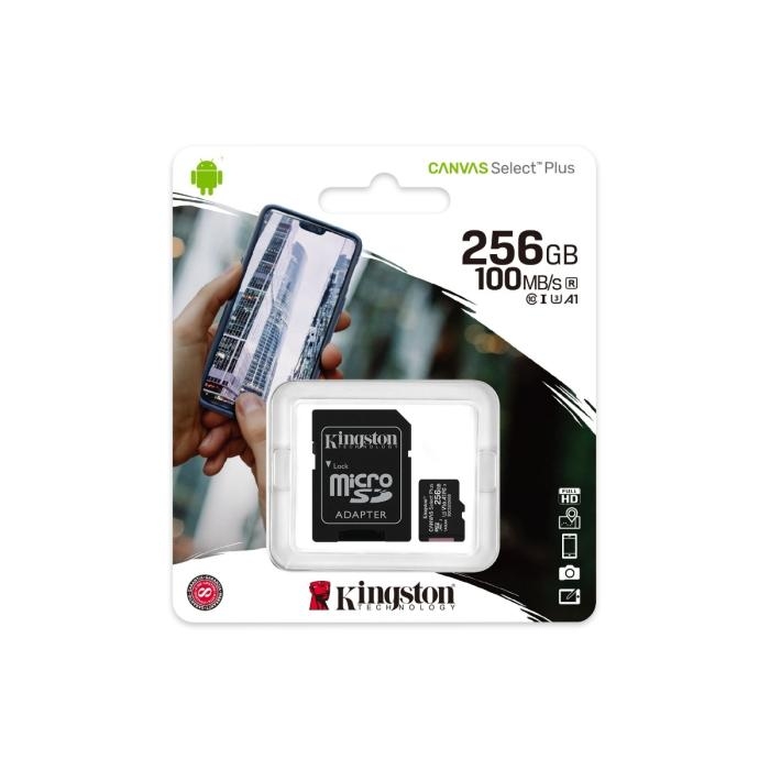 MEMORIA MICRO SD KINGSTON 256GB CANVAS SELECT PLUS CLASE 10 100MBP