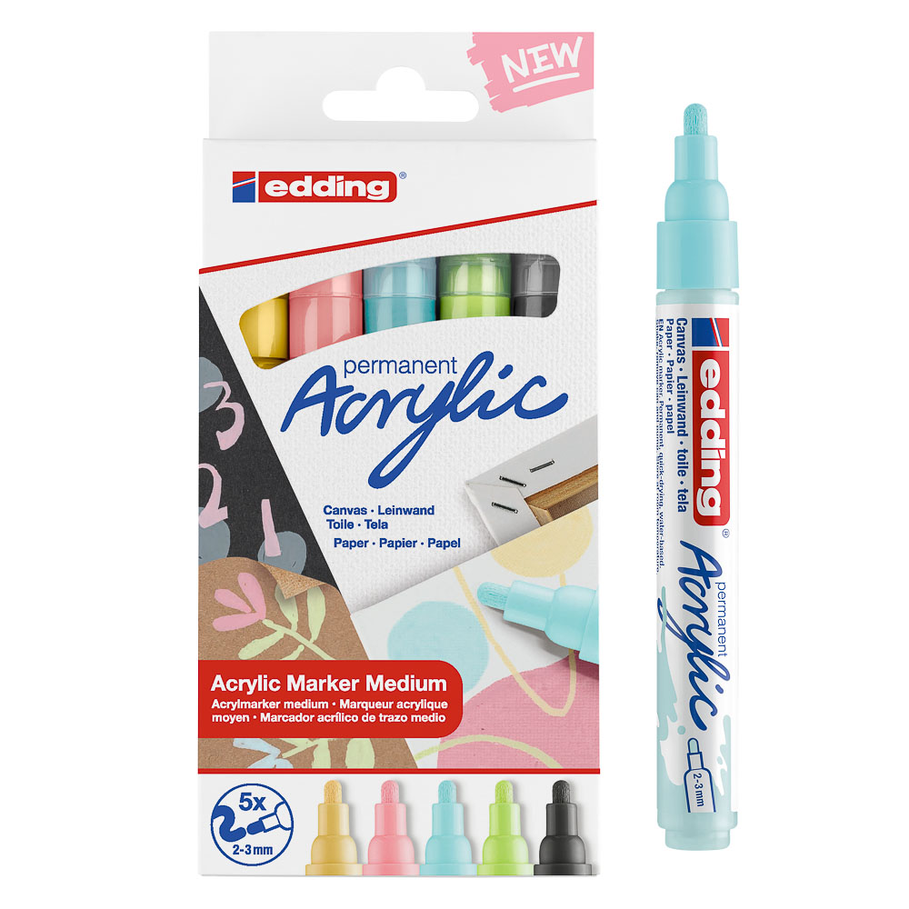 MARCADOR ACRILICO EDDING 5100 ESTUCHE 5 COL PASTEL