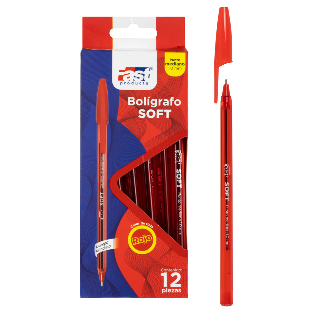 BOLIGRAFO FAST MEDIANO 1.0MM ROJO (100X12)