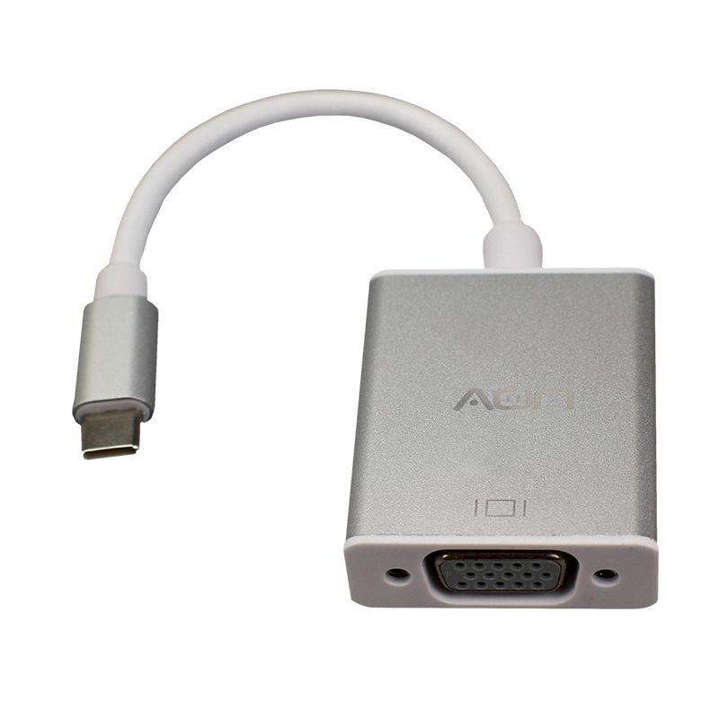 ADAPTADOR USB-C A VGA AON AO-AD-1004 MACHO-HEMBRA PLATEADO