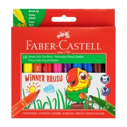 [17400] MARCADORES EN ESTUCHE FABER CASTELL 555010 TIPO PINCEL 10 COLORES