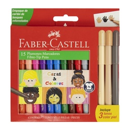 [17336] MARCADORES EN ESTUCHE FABER CASTELL 12 COL + 3 COL PIEL