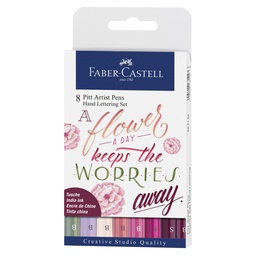 [17272] MARCADORES EN ESTUCHE FABER CASTELL 267124 LETTERING 8 COL. ROSADOS