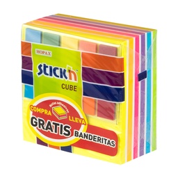 [13381] BLOCK STICKN 21539 3"X3" 400H. CUBO NEON ARCOIRIS