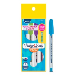 [13095] BOLIGRAFO PAPER MATE KILOMETRICO 100 BX4 COLORES SURTIDOS