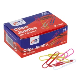 [08340] CLIPS JUMBO FAST COLORES CAJA X 100