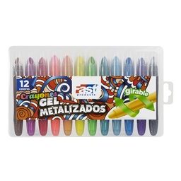 [16999] CRAYON DE GEL FAST COLORFUL METALICO 12 COLORES