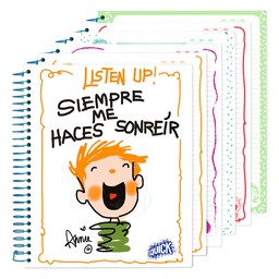 [16280] CUADERNO C/ESPIRAL QUICK 150H. T/DURA 1/2 CARTA LISTEN UP