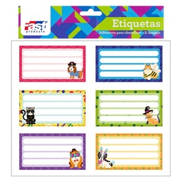 [14105-4] ETIQUETA AUTOADHESIVA P/CUADERNO FAST BX2 GATOS/PERROS (144)
