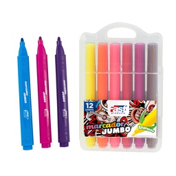 [14099] MARCADORES EN ESTUCHE FAST 12 COL JUMBO TRIANGULAR