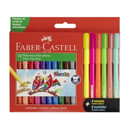 [17337] MARCADORES EN ESTUCHE FABER CASTELL 555336 12 COL. + 4NEON + 2PASTEL
