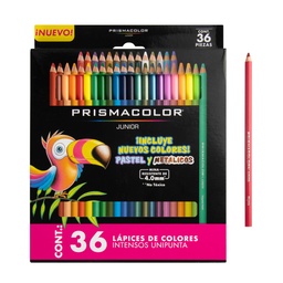 [18485] CRAYON DE MADERA PRISMACOLOR ESCOLAR 36 COL. LARGO NEON/METALICO