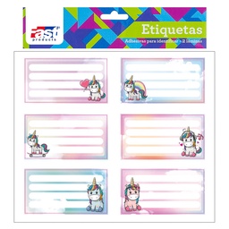 [14105-19] ETIQUETA AUTOADHESIVA P/CUADERNO FAST BX2 UNICORNIO
